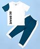 Be Awara Cotton Half Sleeves Be Brave Text Printed Tee & Lounge Pant Set - Blue