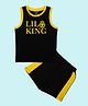 Be Awara Cotton Sleeveless Lil King Text Printed Tee & Shorts Set - Black