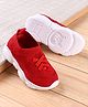 Babyoye Slip On Sneakers with Lace Detailing - Red