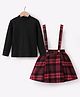 Kookie Kids Full Sleeves Top & Skirt Set With Checks - Black