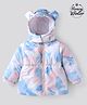 Babyoye Woven Full Sleeves Padded Hooded Jacket with Ear Applique - Pink