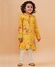 Piccolo Organza Full Sleeves Floral Printed Kurta Pyjama Set - Yellow