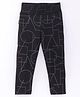 Doreme  Single Jersey Knit Full Length Leggings with Abstract Print  - Black
