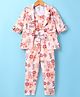 Enfance Full Sleeves Abstract Printed Jacket With Coordinating Crop Top & Pant Set - Peach