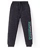 Babyhug Terry Cotton Knit Full Length Track Pant with Pockets &  Text Print - Black
