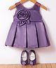 Bluebell Satin Woven Sleeveless Party Frock with Pair of Booties & Floral Applique - Lilac