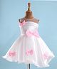 Bluebell Tissue Woven Sleeveless Party Frock With Bow Appliques - Off White