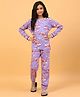 Ninos Dreams 100% Cotton Knit Full Sleeves Unicorn & Rainbow Printed Coordinating Night Suit - Mauve