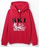 Taeko Fleece Knit Full Sleeves Hooded Sweatshirt with Ski Print - Red