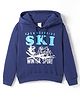 Taeko Fleece Knit Full Sleeves Sweatshirt with Text Print - Blue