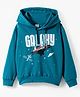 Taeko Fleece Knit Full Sleeves Hooded Sweatshirt with Galaxy Print - Teal Blue