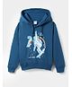 Taeko Fleece Knit Full Sleeves Hooded Sweatshirt with Skate More Print - Teal Blue