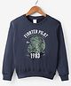 Taeko Fleece Knit Full Sleeves Text Printed Sweatshirt - Charcoal Grey