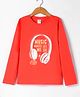 Taeko Single Jersey Knit Full Sleeves T-Shirt with Text Print - Red