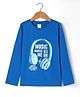 Taeko Single Jersey Knit Full Sleeves T-Shirt with Text Print - Royal Blue