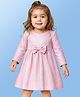 Babyoye Woven Full Sleeves Shimmer Party Frock with Bow Applique - Baby Pink