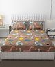 FRESH FROM LOOM 144 TC Cartoon Printed Microfiber Double Bedsheets for Kids with 2 Pillow Cover, Size - 90x95 Inches, Dinosaur Design