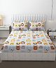 FRESH FROM LOOM 144 TC Cartoon Printed Microfiber Double Bedsheets for Kids with 2 Pillow Cover, Size - 90x95 Inches, Panda Cream Design