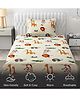 FRESH FROM LOOM Microfiber Single Bedsheets for Kids with 1 Pillow Cover, Size - 60x90 Inches,  Cream Animal Design