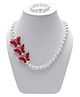 Daizy Butterfly Embellished Necklace Bracelet Set  Red