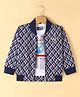 Dapper Dudes Full Sleeves Abstract Printed Jacket With Tee - Navy Blue