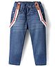 Babyhug Denim Full Length Washed Jeans With Stretch And Suspender - Blue