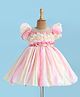 Bluebell Tissue Puffed Sleeves Party Frock with Corsage Detailing - Pink