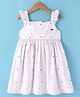 ORRIGANY Cotton Woven Sleeveless Printed Frock With Frill Detailing - Off White