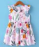 ORRIGANY Cotton Woven Frill Sleeves Floral Printed Frock - Off White