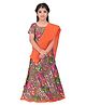 Itsmycostume Gujrati Garba Half Sleeves Navratri Ethnic Cotton Lehenga Choli & Dupatta Dress with Embroidered work & Mirror Embellishment  -Orange