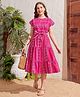 Bolly Lounge Half Sleeves Abstract Printed Layered Dress - Pink