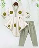 Bolly Lounge Three Forth Sleeves Printed Hem Kurti With Striped Pant - Green