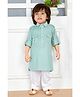 BAD BOYS Cotton Full Sleeves Abstract Embroidered Kurta With Solid Pyjama Set - Green