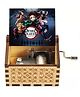 Awestuffs Demon Slayer Dark Music Gift Box, Laser Engraved Music Box Hand Crank Music Box Vintage Music Box Birthday Gift