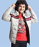 Pine Kids Woven Full Sleeves Padded Winter Jacket with Detachable Hood & Pockets - Light Grey