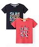 Dapper Dudes Pack Of 2 Half Sleeves Non Stop Fun & Summer Time Text Printed Tees - Black & Red