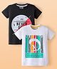 Dapper Dudes Pack Of 2 Half Sleeves Never Quit & Surfing Text Printed Tees - Light Grey & Black