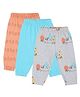 MINI KLUB Cotton Pack Of 3 Solid & Orange Printed Pants - Grey & Blue