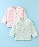 Pink Rabbit Sinker Knit Full Sleeves Front Open Vests Sheep Print Pack of 2 - Pink & Mint Green