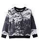 Tiara Fleece Full Sleeves Abstract  Printed Sweatshirt - Black