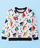 Tiara Fleece Full Sleeves Abstract Printed Sweatshirt - White