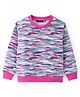 Tiara Fleece Full Sleeves Abstract Printed Sweatshirt - Pink