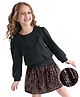 Hola Bonita Knit Full Sleeves Frock With Sequin Detailing - Black