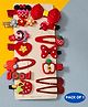 Puchku Set Of 14 Bow & Heart Applique Detailed Hair Clips - Red