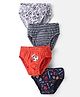 Bodycare Cotton Knit Briefs With Football Print Pack of 4 - Grey Red & Navy Blue