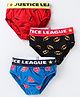 Bodycare Cotton Knit Briefs Text Superman & Batman Print Pack of 3 - Red Blue & Black