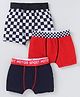 Bodycare Cotton Knit Boxers With Checks Pack of 3 -White Navy Blue & Red