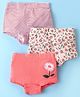 Bodycare Cotton Knit Hipster Panties with Striped & Floral Print Pack of 3 - Peach & White