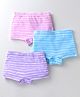 Bodycare Cotton Knit Hipster Panties with Stripes Pack of 3 - Blue Pink & Purple