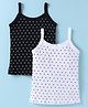Bodycare Cotton Knit Singlet Sleeves  Slips With Polka Dot Print Pack of 2 - Black & White